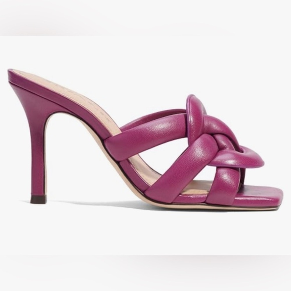 Coach Kellie Deep Plum open toe Sandal slip on stiletto mule heels size 6B new